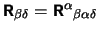 $ \hbox{\vec R}_{\beta \delta} = \hbox{\vec R}^{\alpha}{}_{\beta
          \alpha \delta}$